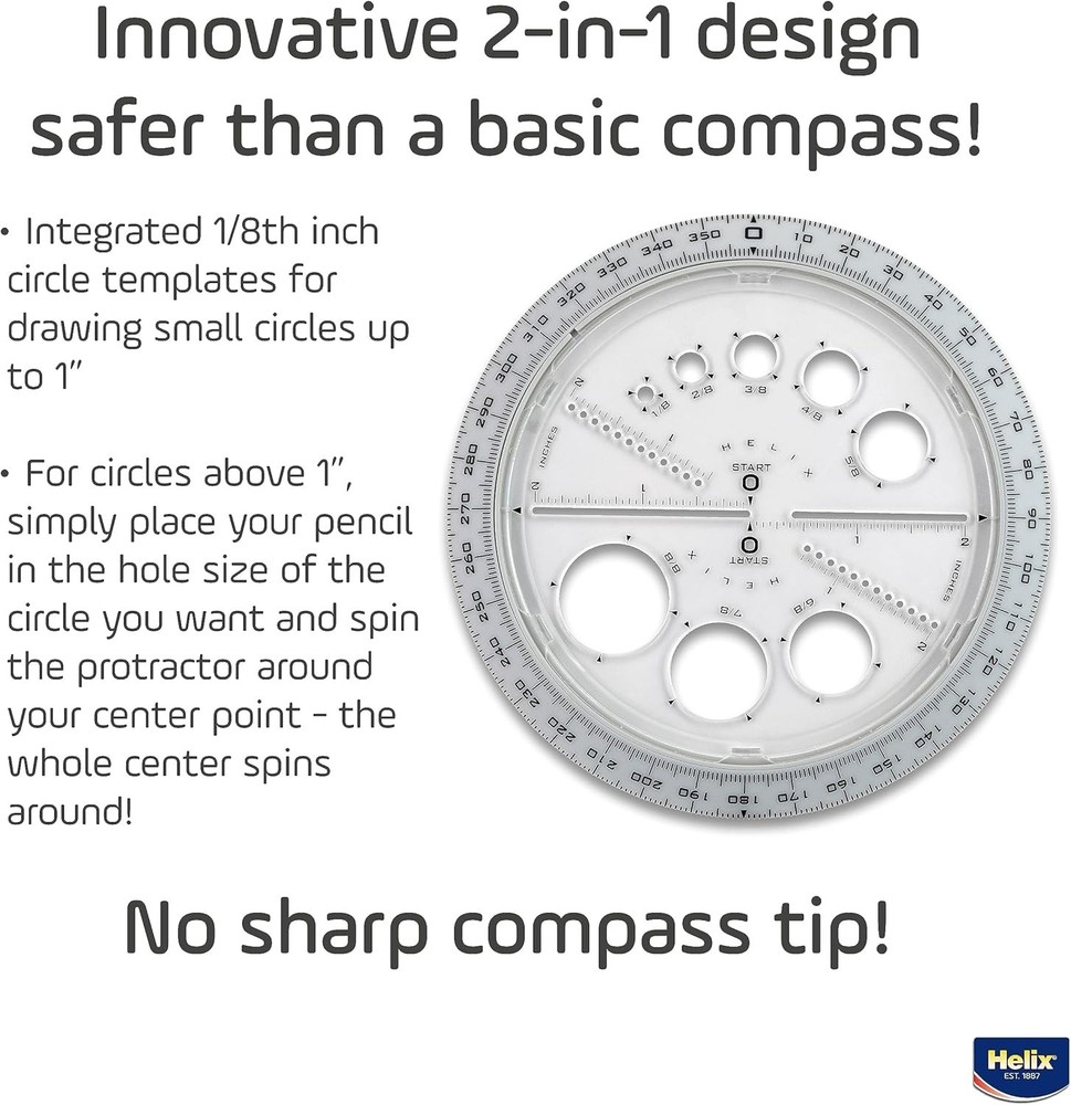 Durable 360-Degree Geometrical Protractor: 6-Inch Angle Maker for Precision Use