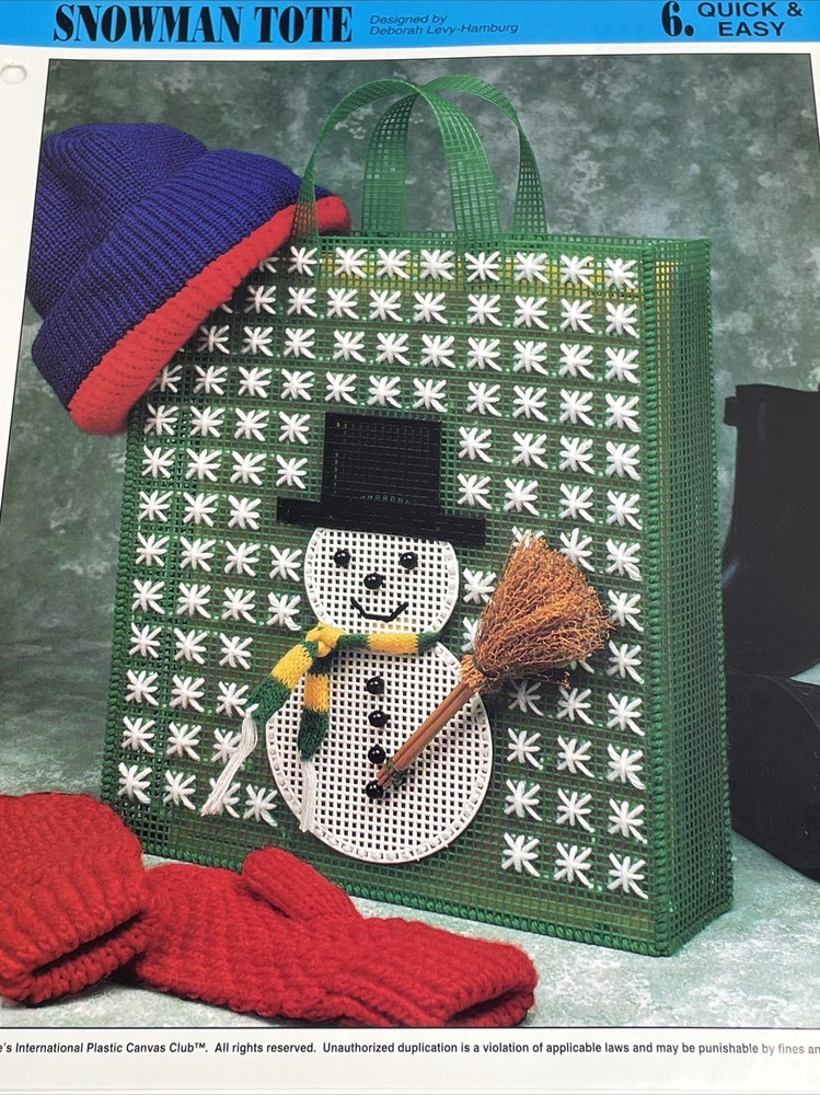 Snowman Tote Annie's Attic Plastic Canvas Pattern