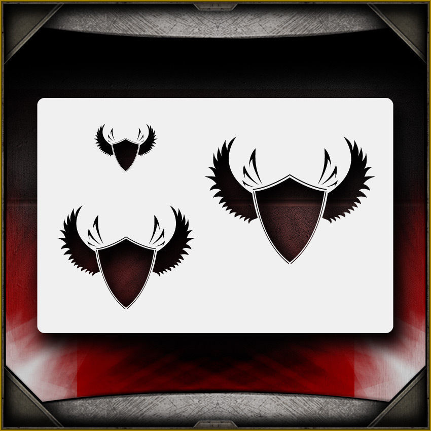 Winged Sheilds Airbrush Stencil Template Airsick