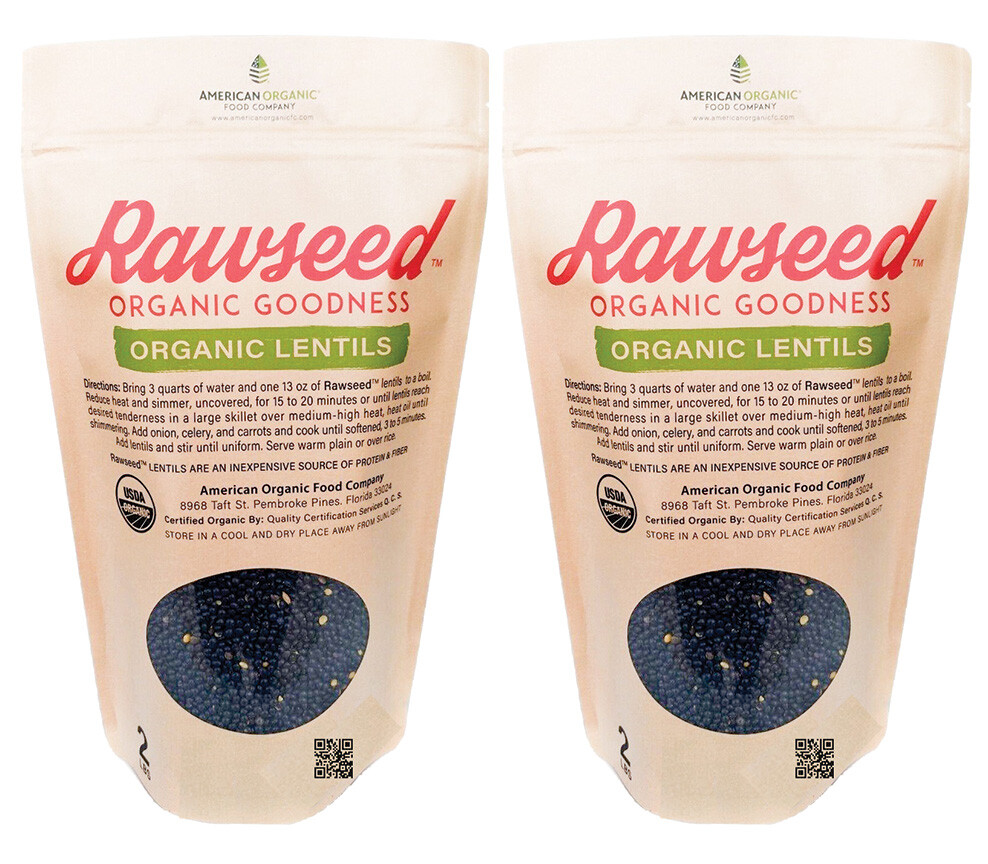 Rawseed Organic Black Lentils 2 Lbs / Value Pack