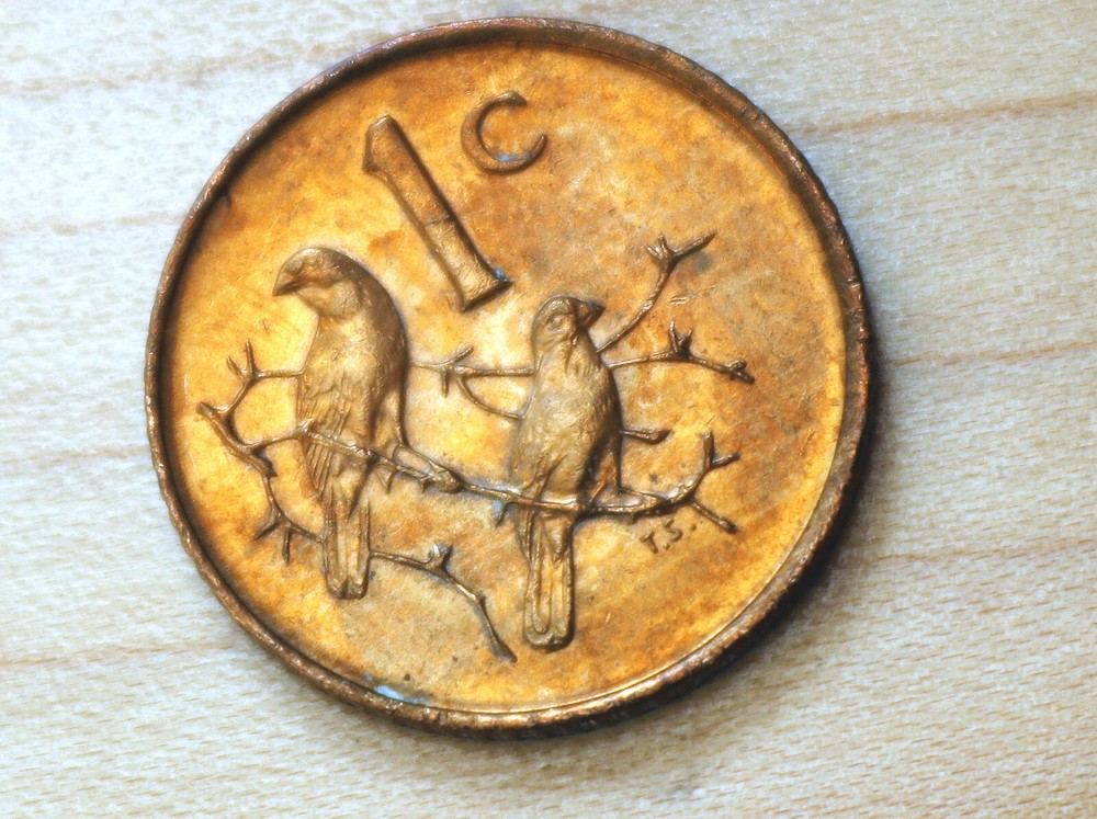 1986 South Africa 1 Cent Cape Sparrows