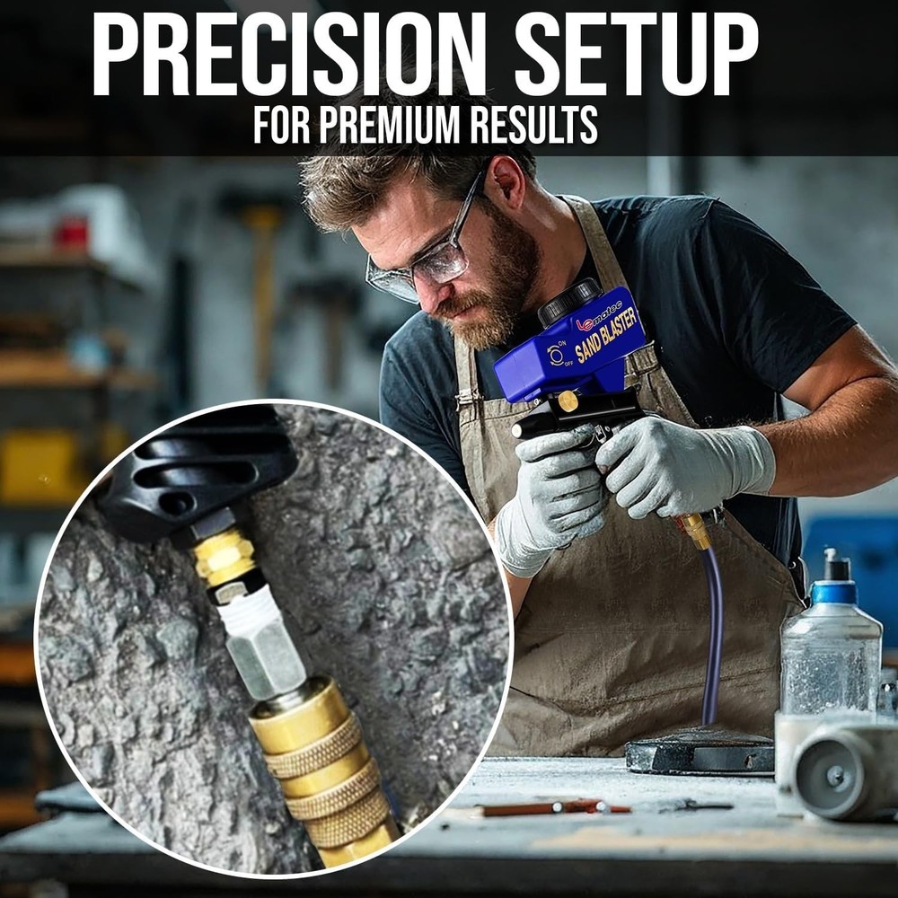 Portable Sand Blaster Kit for Rust Removal & Glass Etching - Ceramic Nozzle