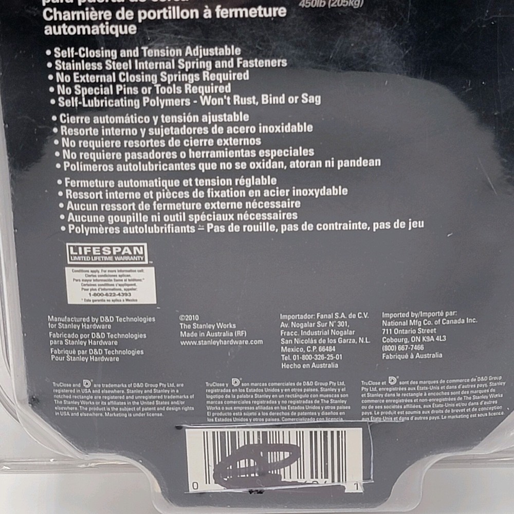 Stanley Self-closing Heavy Duty Gate Hinge NIB S826-247 / CD6216