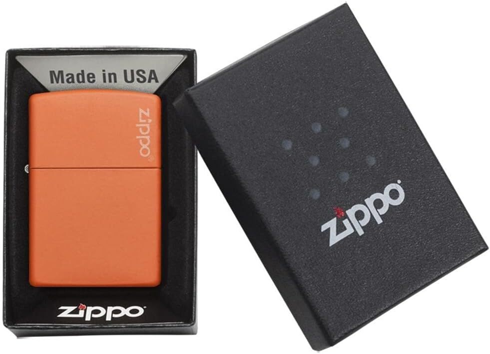 Zippo Lighter- Personalized Engrave Orange Matte with Logo #231ZL