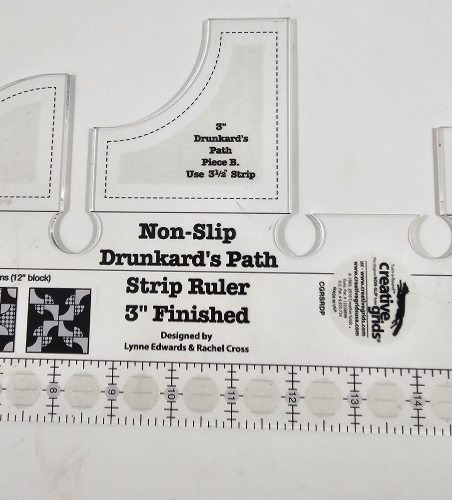 Creative Grids Non-Slip Drunkard's Path Strip Ruler 3" Finished