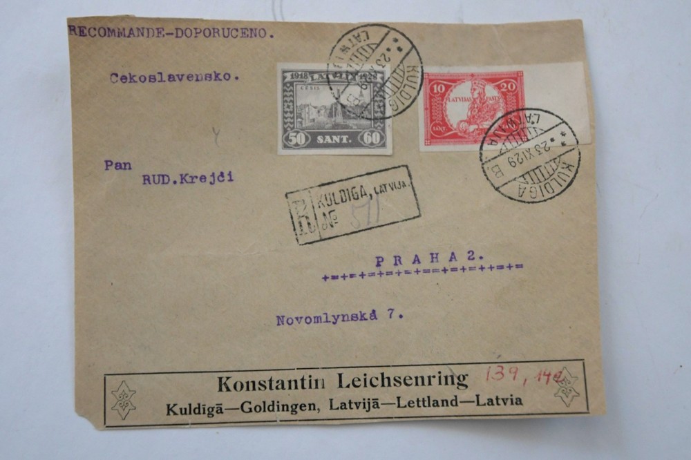LATVIA: 1929 Imperforate on cover front scarse