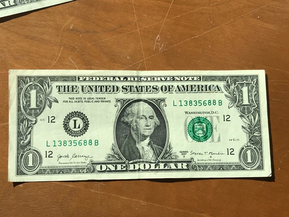 2017 A Ink Transfer Error On right serial # $1 Note One Dollar Bill