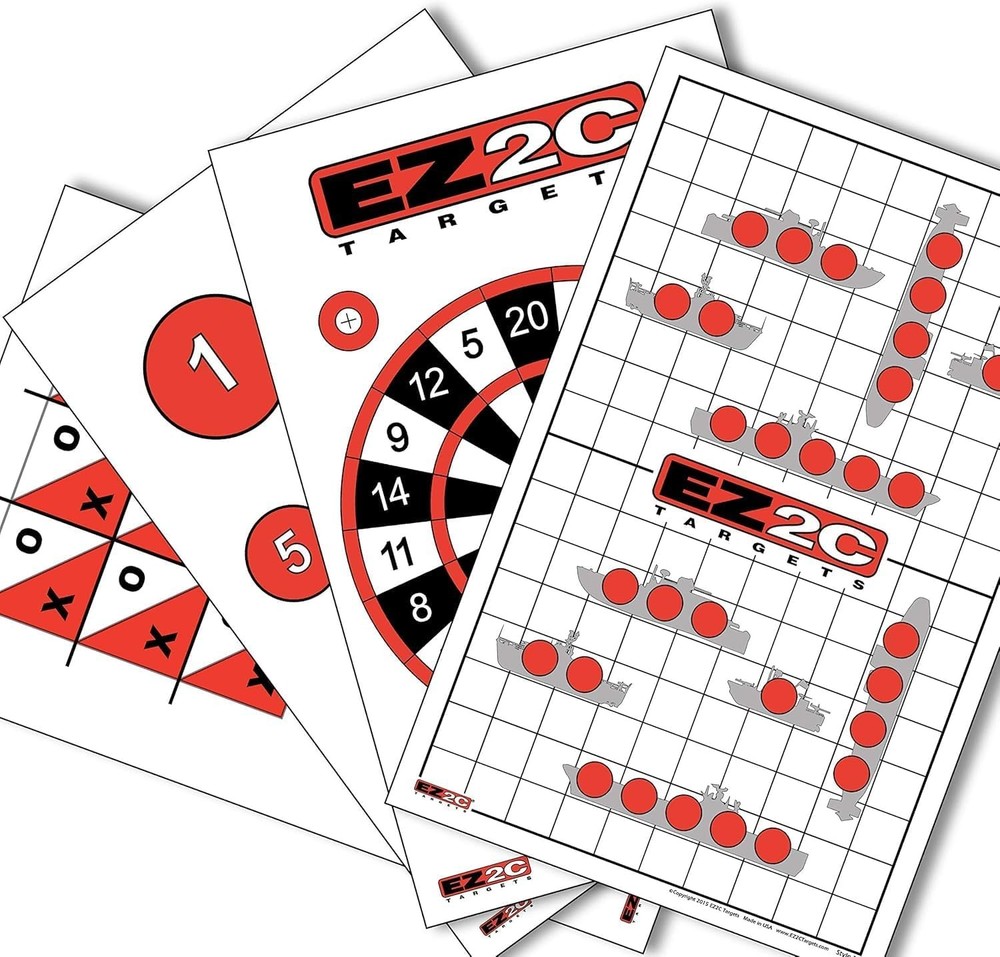 EZ2C Four Various Style Target Papers for Gun Shooting Range, Red