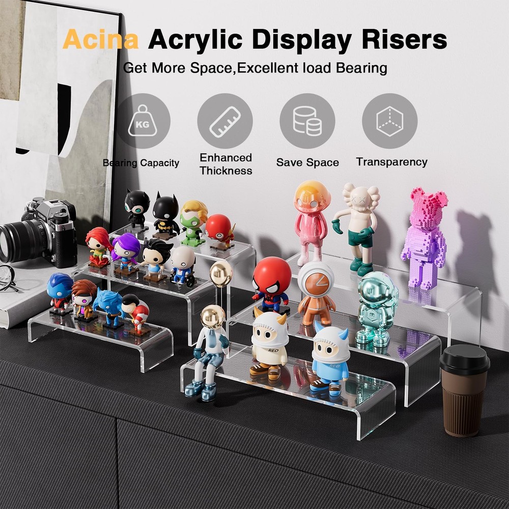 Acrylic Display Risers Stand: 3Pcs 12" Large Acrylic Risers Thickened to 5mm ...