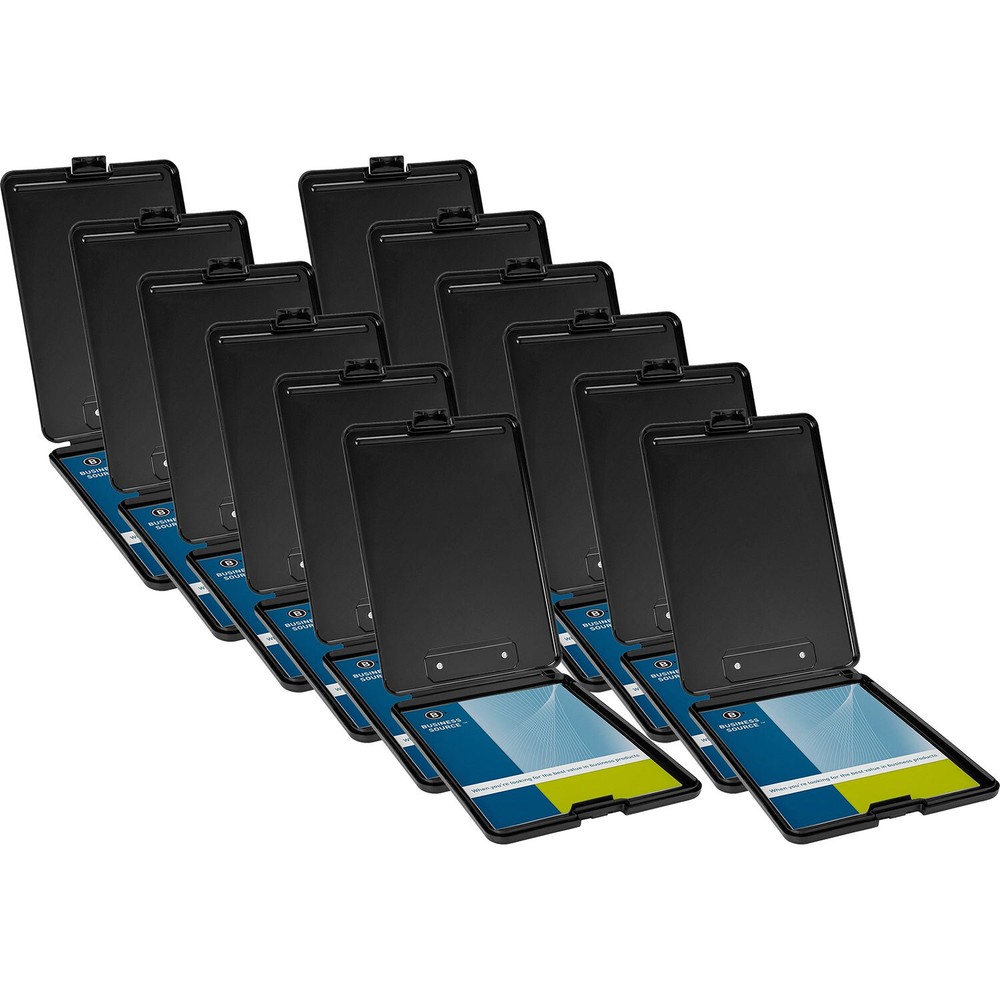 Business Source Storage Clipboards, Plastic, 9" x 13", Letter, 12/CT, Black