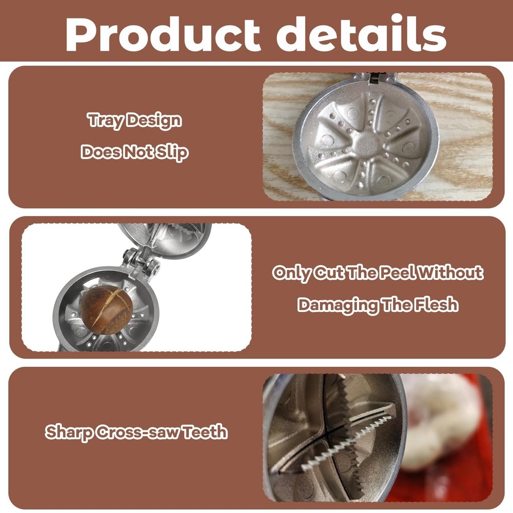 4-Piece Chestnut Cutter, Nut Cracking Set with Cutter medium, whit