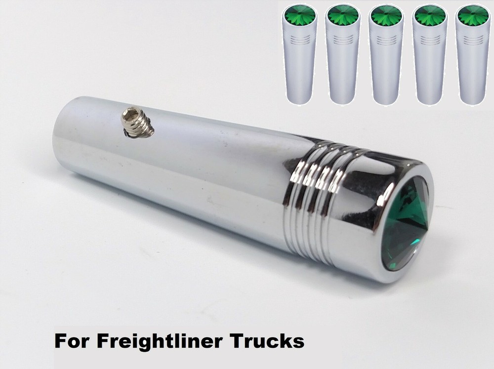 (Set/5) Green Crystal Chrome Toggle Switch Extensions - Freightliner 2-1/4" Long
