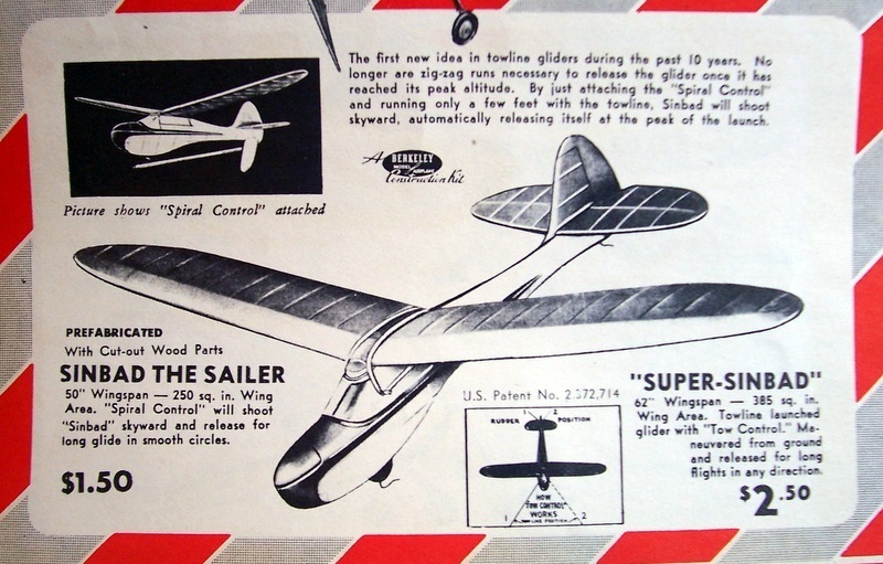 Berkeley SINBAD 40 PLAN & PARTS PATTERNS for 40" Towline Glider Model Airplane