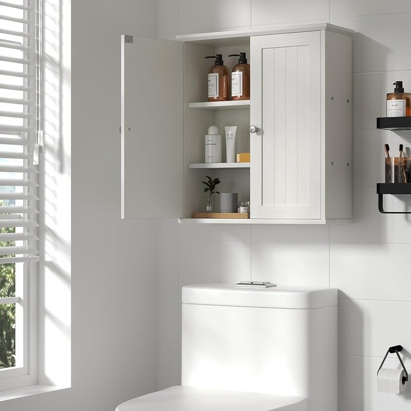Multifunctional Wall-Mounted Bathroom Cabinet W/ Storage Space & Easy Assembly