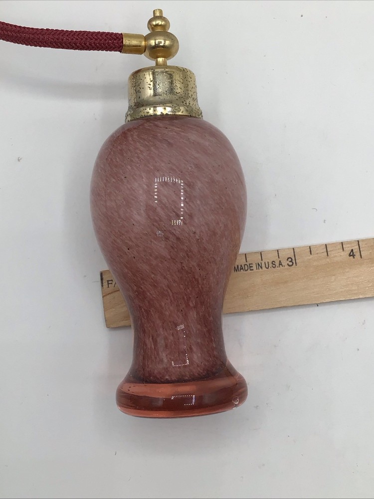 Art Glass Swirled Pink White Perfume Atomizer