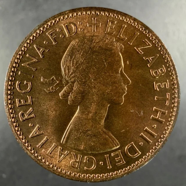 1957 Great Britain Half Penny Ship Reverse Sharp Features