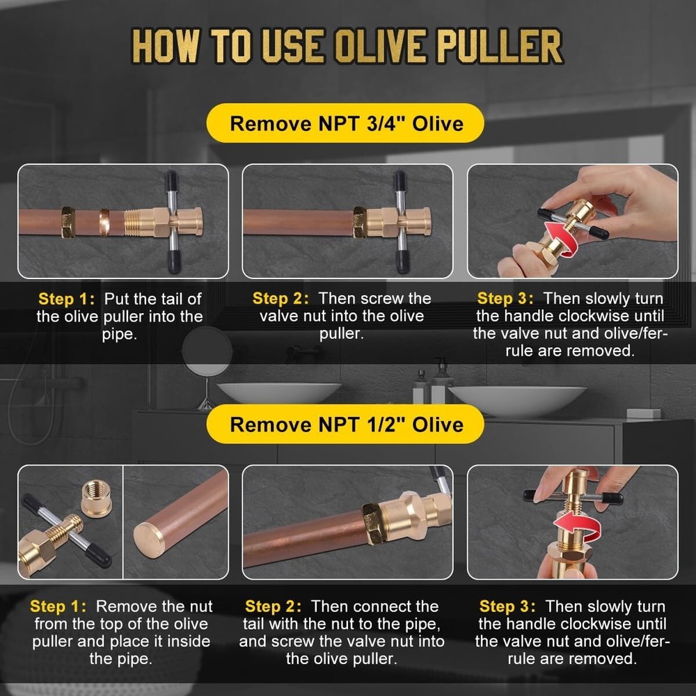 Pipe Olive Removal Tool Compression Ring Sleeve Extractor Ferrule Puller Wrench