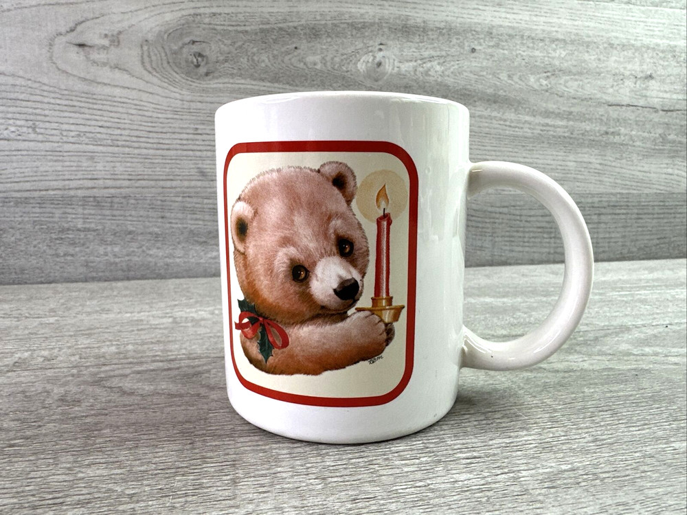 2003 Ruth Morehead Holy Teddy Bear & Candle Christmas Mug