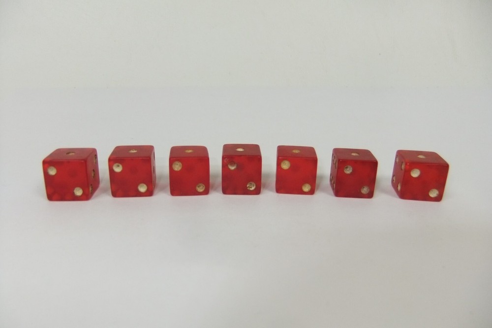 Red Translucent Bakelite Dice with Cheater Dice 1/2”