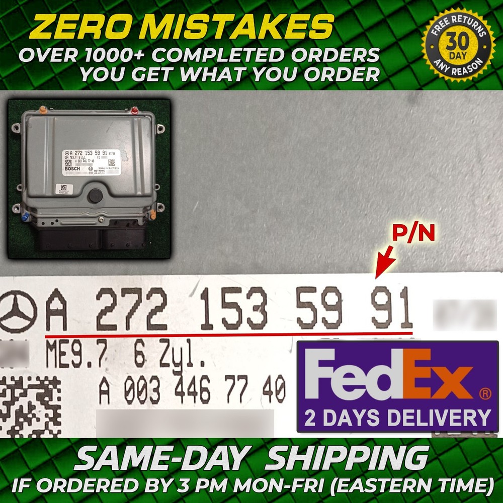 ECM ECU 2008 Mercedes C350 Engine Control Module Computer A 272 153 59 91 OEM