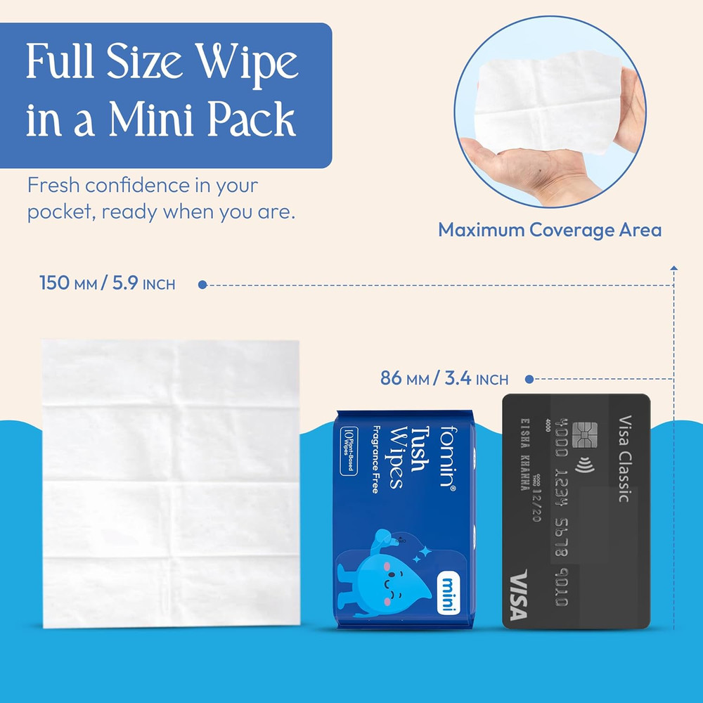 Fomin Unscented Flushable Wipes 8 Pack - Biodegradable & Hypoallergenic
