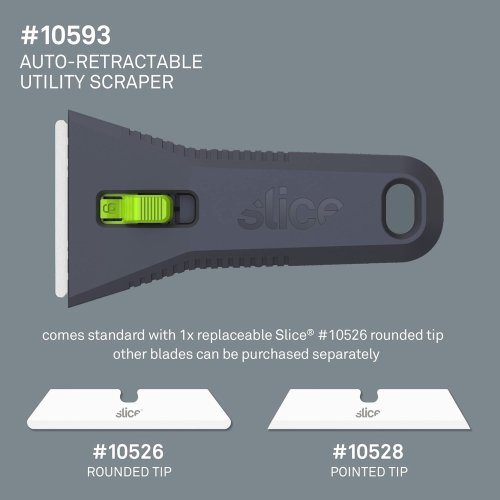 Slice 10593 Utility Scraper with Long Lasting Ceramic Blade, Auto-Retract