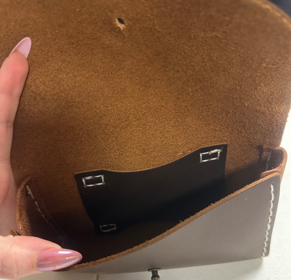handmade genuine leather belt pouch brown