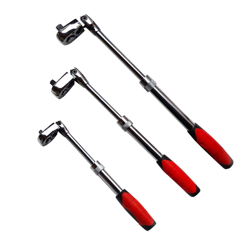 3Pcs Extendable Long Handle Socket Wrench Set Drive Ratchet Tool 1/4" 3/8" 1/2"