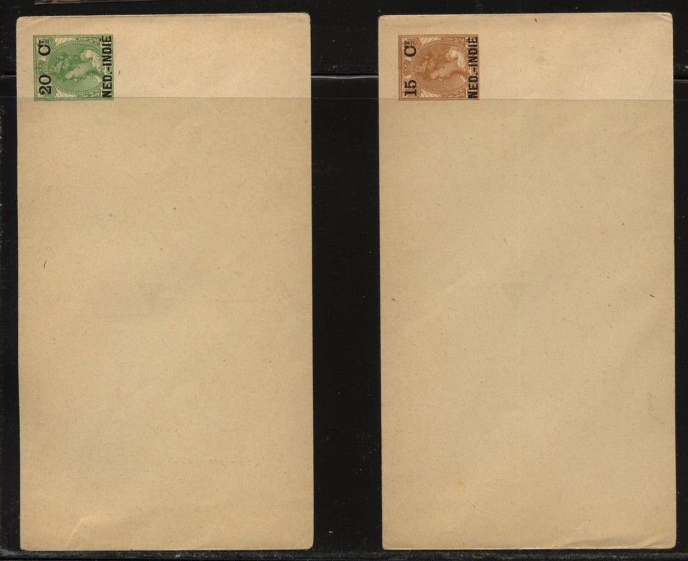 Netherlands  Indies  2 nice revalued  postal  envelopes      MS1012