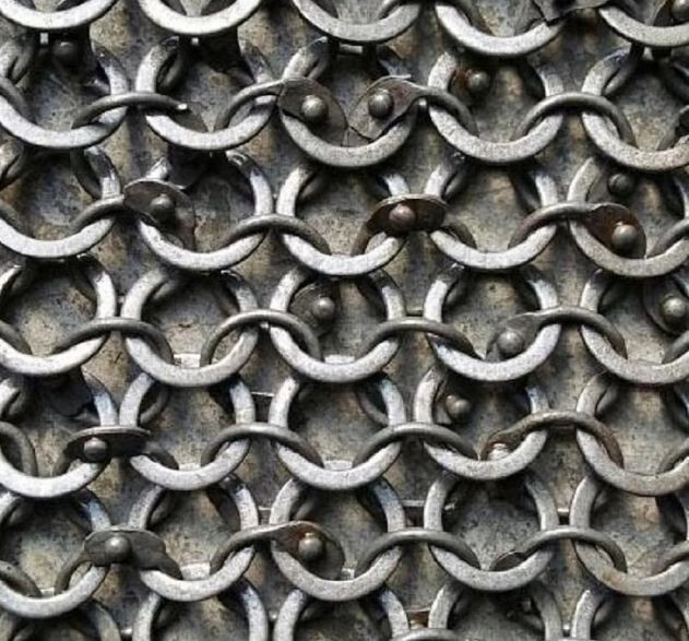 WEEKEND SALE Blackened Chainmail Haubergeon 6mm Round Ring Riveted W Solid Rings