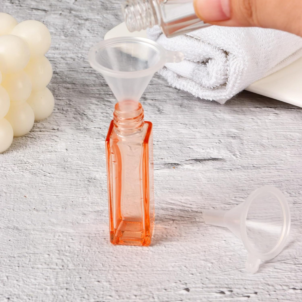 120 Pcs Mini Clear Plastic Funnel, Little Small Funnel Set Kit for Lab Bottles E