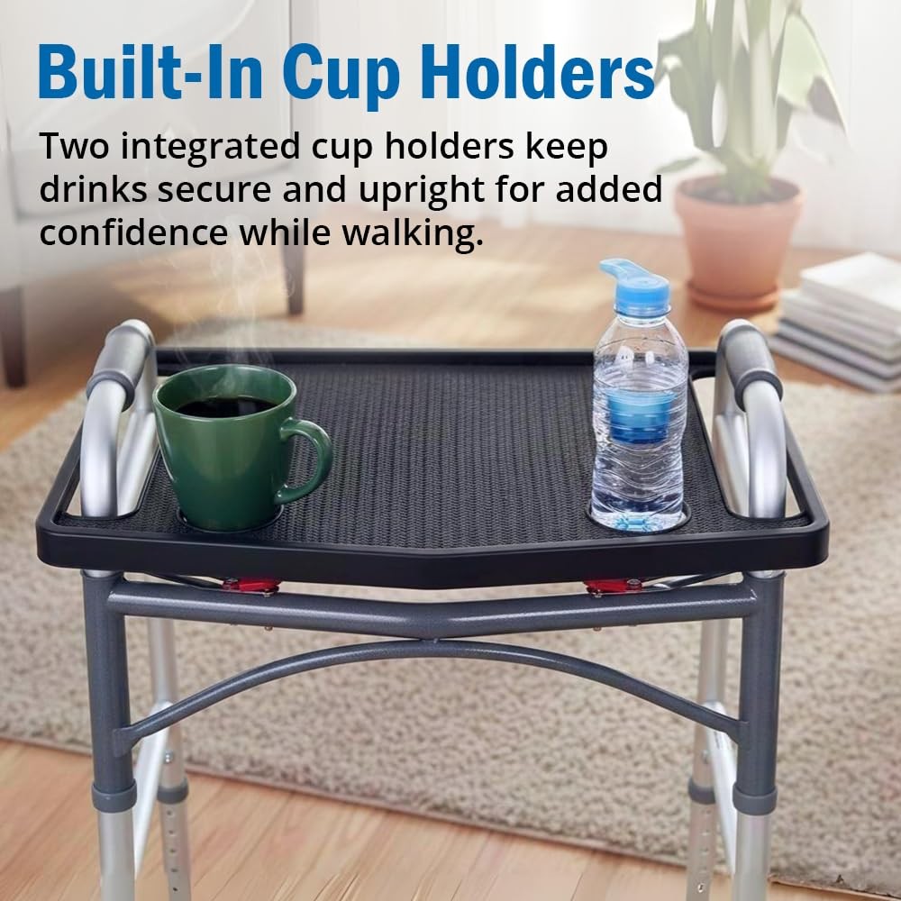 Support Plus Walker Tray Table Non Slip Mobility Mat Cup Holder 21x16 Red