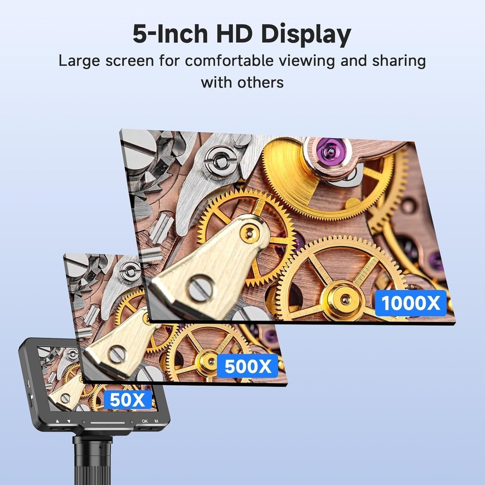 5" LCD Digital Microscope, 1000X Magnification Soldering Microscope for Elect...