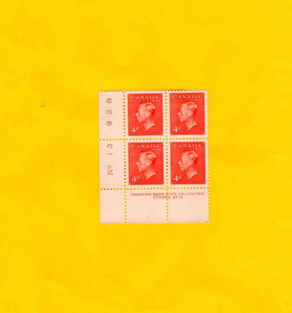 Canada pt bk 306 KGVI MNH plate 13