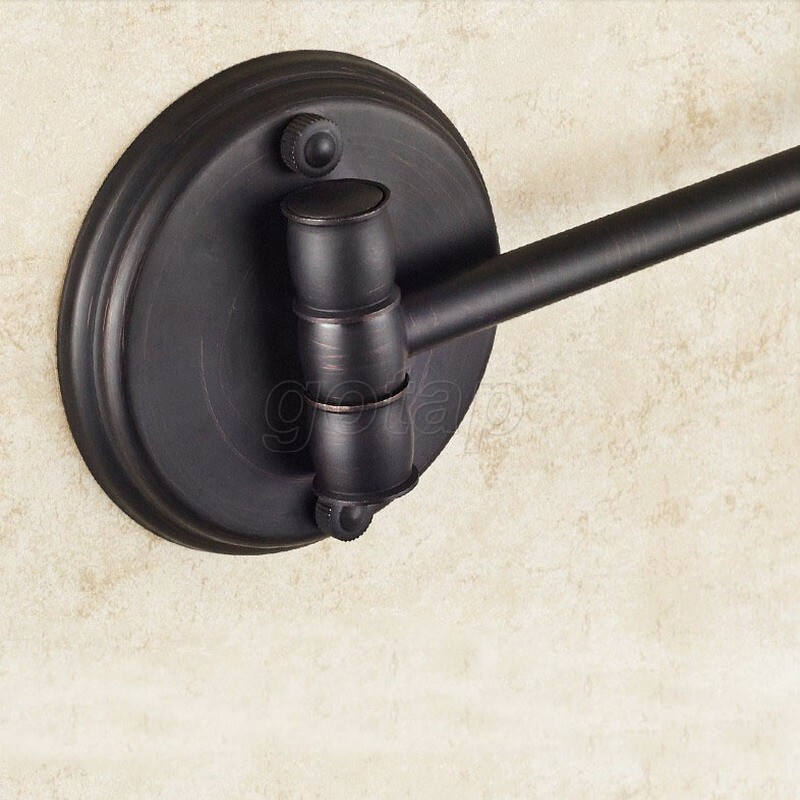 Black Bronze Folding Dual Arm Extend Bathroom Mirror Wall Mounted Makeup Mirror