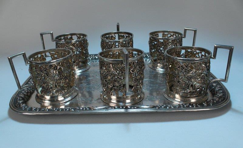 Antique Hand Crafted Repousse Silver Set.