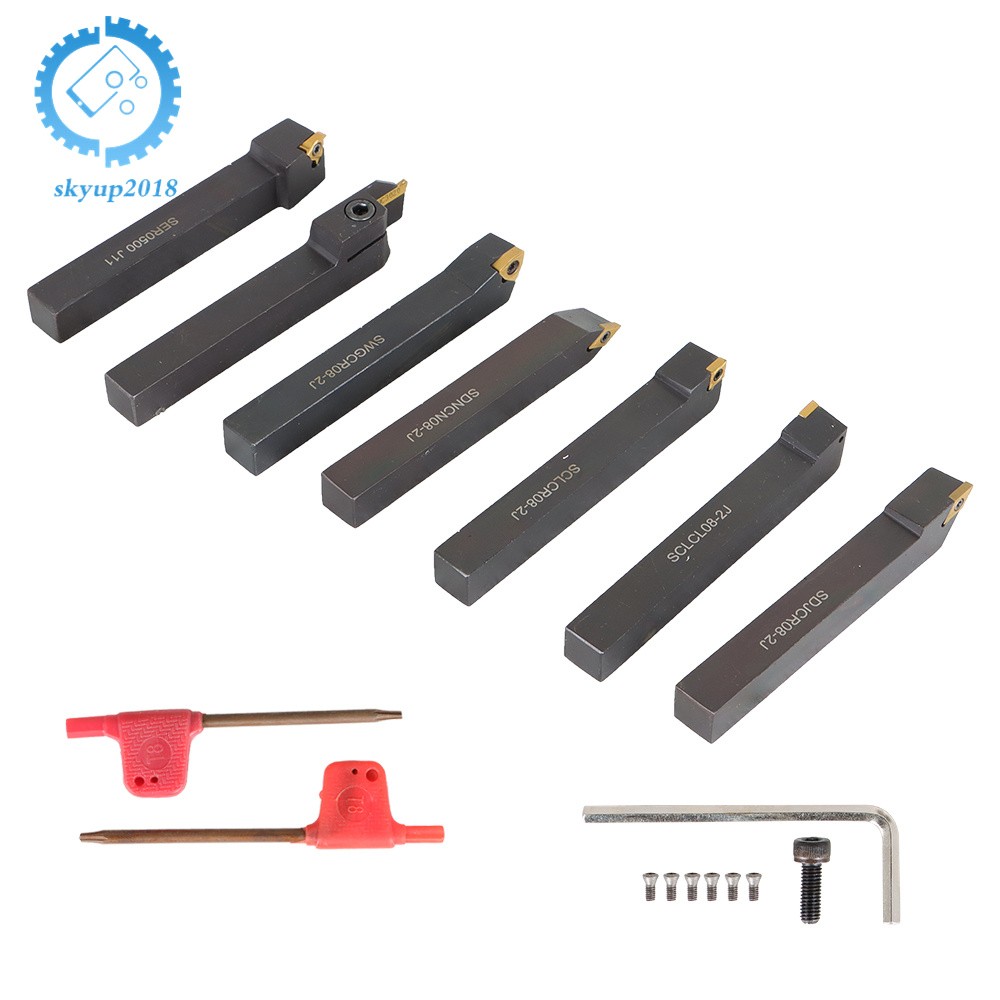 1/2" Lathe Turning Tools+Indexable Carbide Inserts 7Pcs With Storage Box New