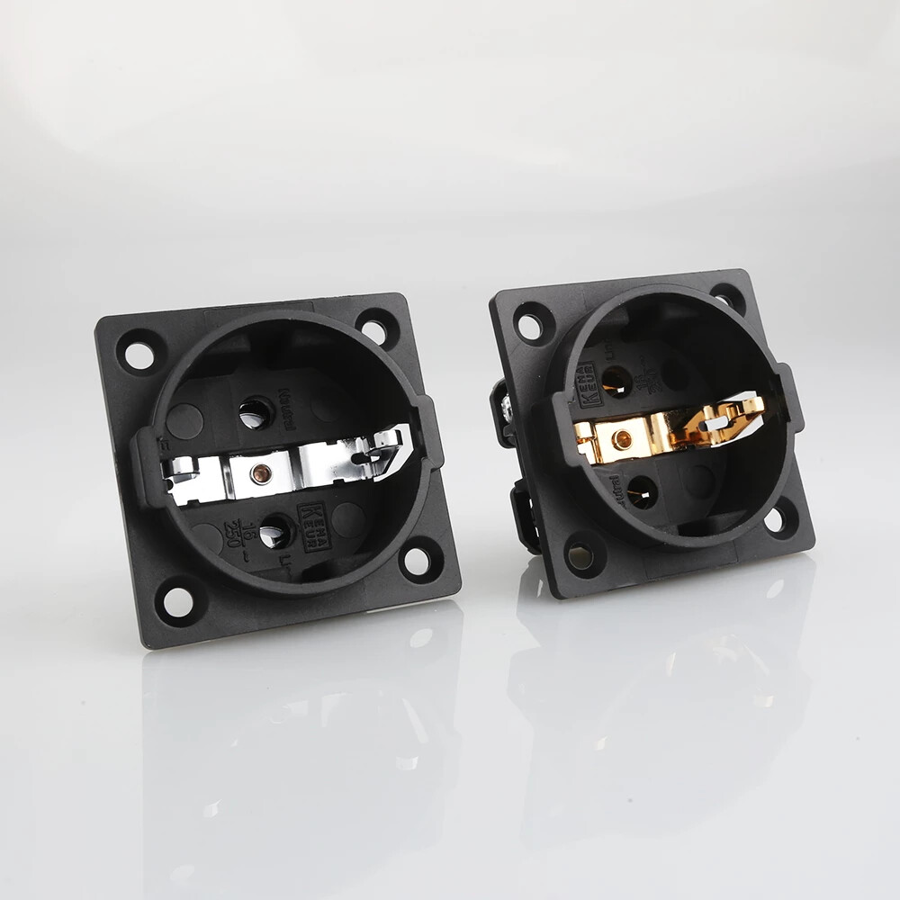 Gold Plated EU Electrical Socket Type F - German Schuko Panel Mount EU Socket