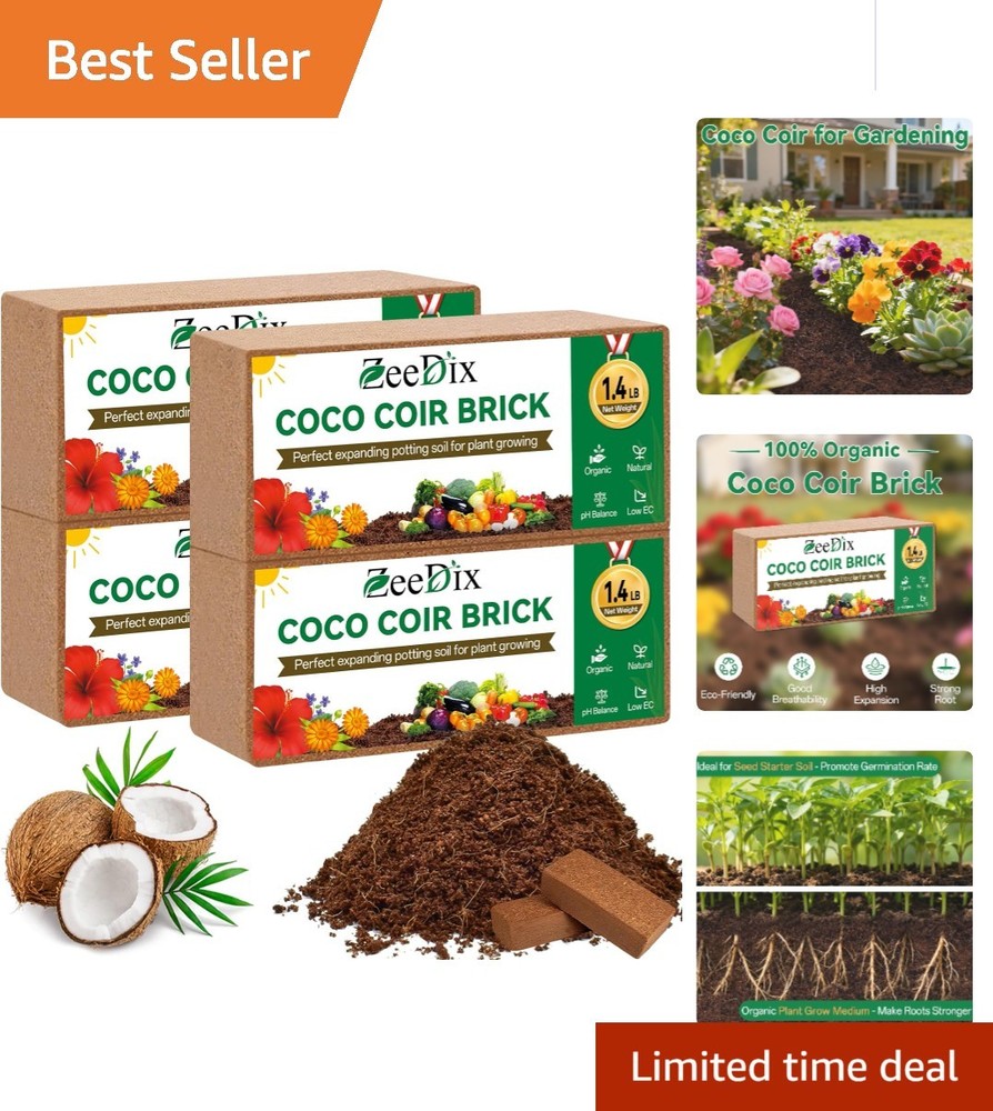 Compact 4 Pcs Coco Coir Bricks - Ideal for Small Space Gardening & Seed Starters