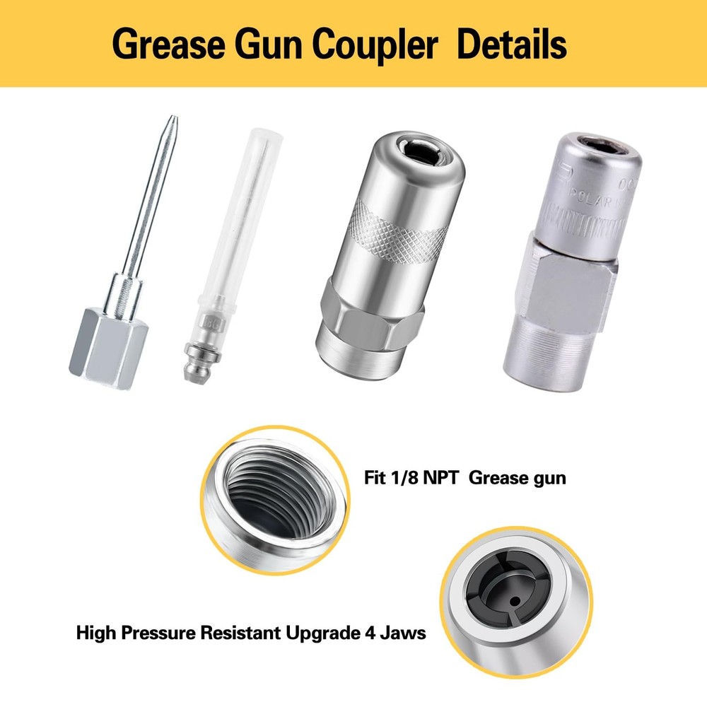 HANTUO 17 Piece Grease Gun Accessory Kit Quick Connect Grease Coupler Set wi...
