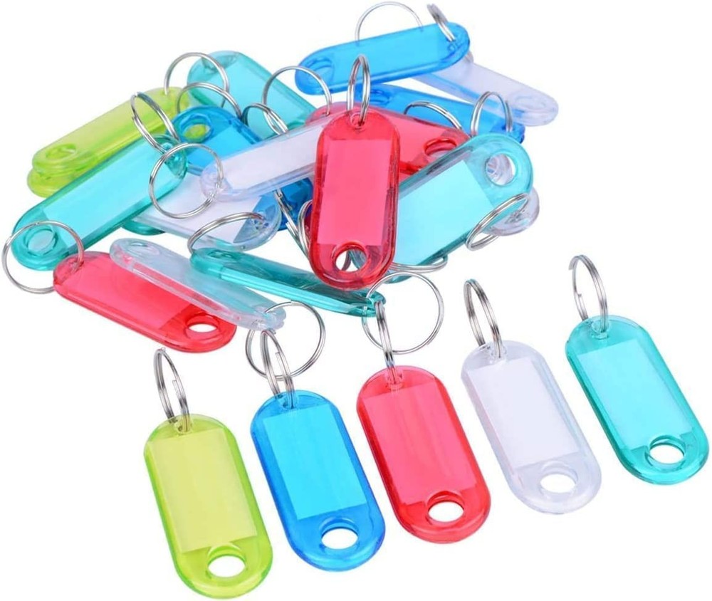 50pcs Crystal Clear Plastic Key Tags with Double Sided Display, Flexible Key ...