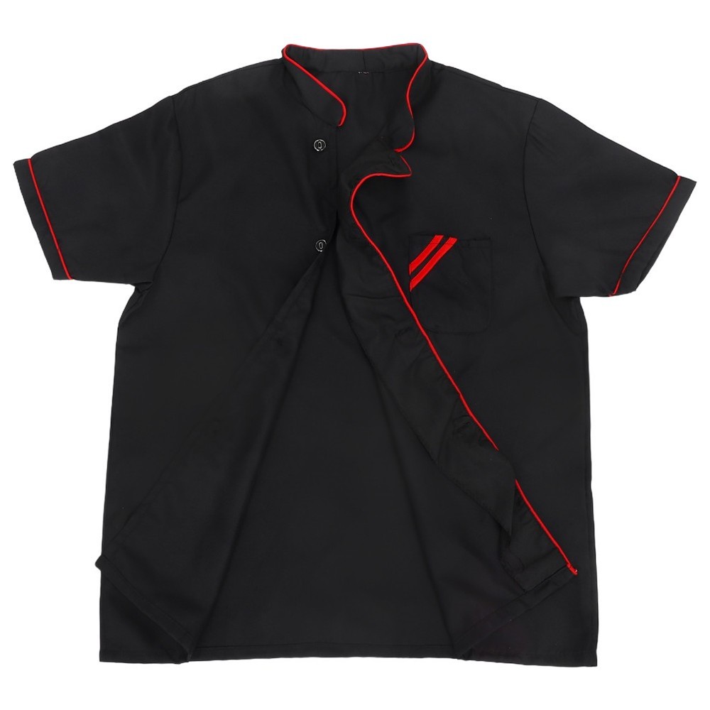 Chef Code Coats Jacket Short Sleeve Men Black Shirt Restaurant Undershirt