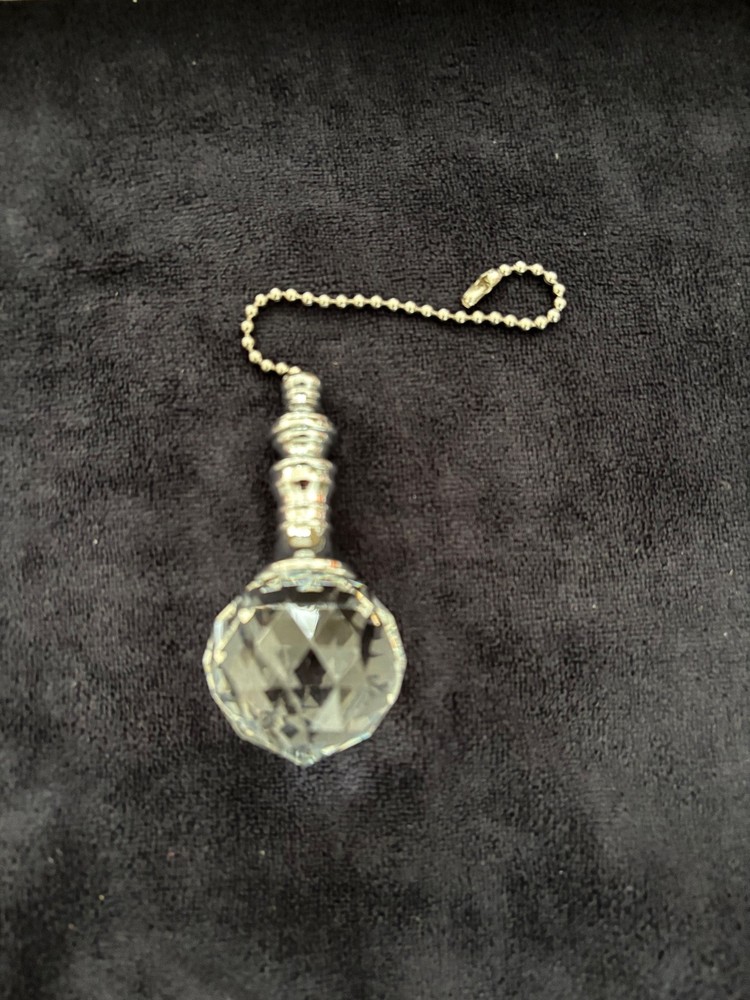 Glass and Metal Fan Light Pull - Silver Tone