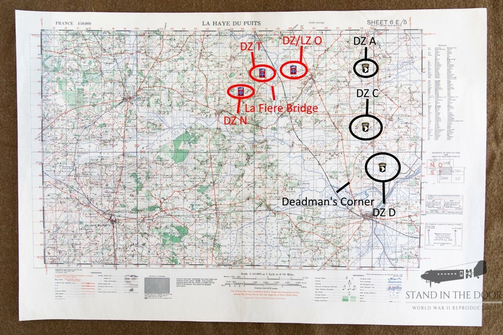 WW2 Normandy map D-Day map 6 La Haye Du Puits