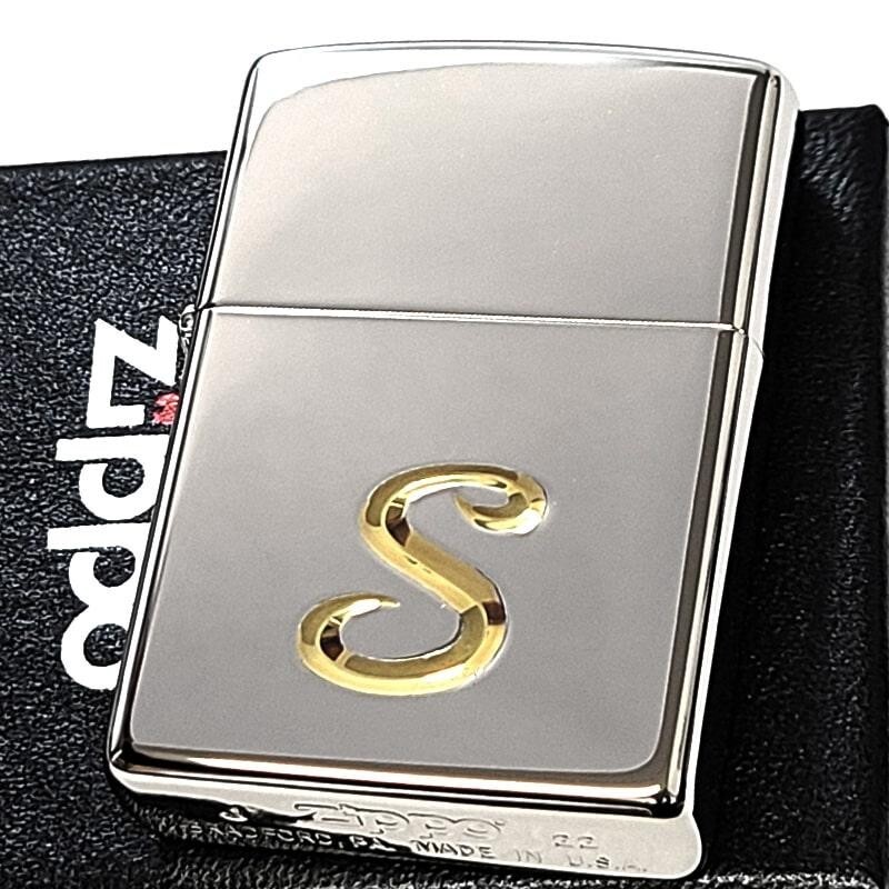 Zippo Initial S Mirror Silver V-blade Engraving Regular Lighter Japan