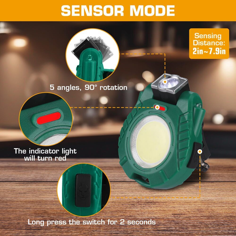 EverBrite Rechargeable COB Keychain Work Light 2Pack Magnetic Flashlight 6 Modes