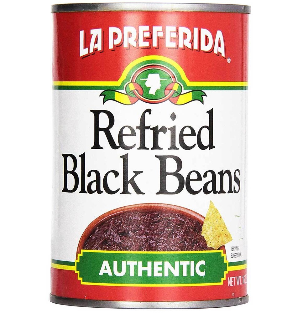 La Preferida Refried Black Beans Authentic - 16 Oz - Pack of 12