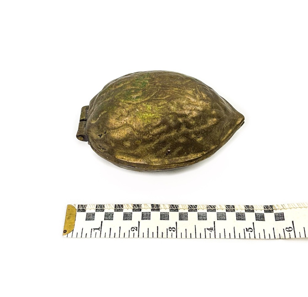 Vintage Solid Brass Heavy Walnut-Shaped Nut Cracker w Sturdy Hinge - Becara