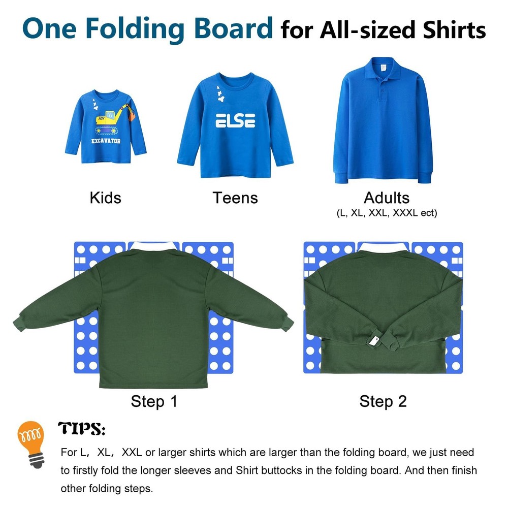 V1 Shirt Folding Board t Shirts Clothes Folder Durable Plastic Laundry folder...