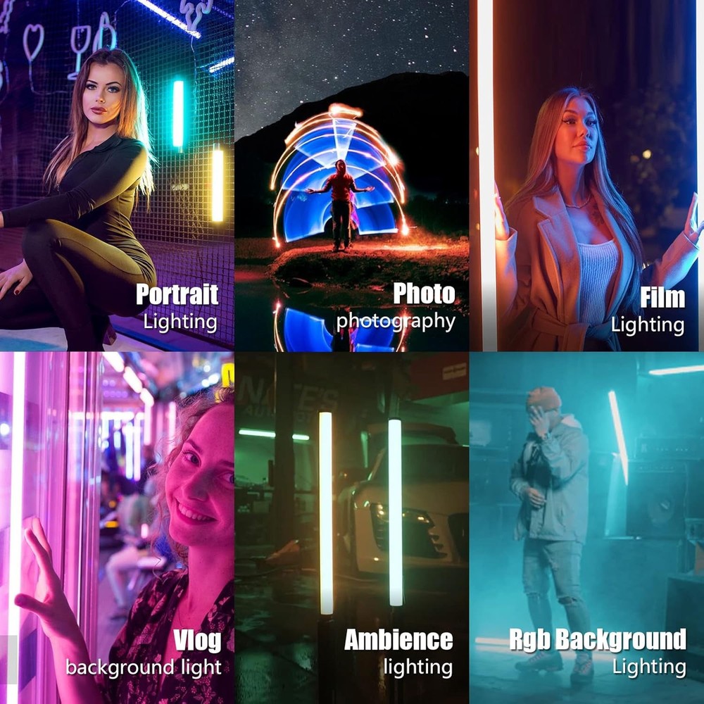 RGB Tube Video Light 4ft App Control Rechargeable Studio Light